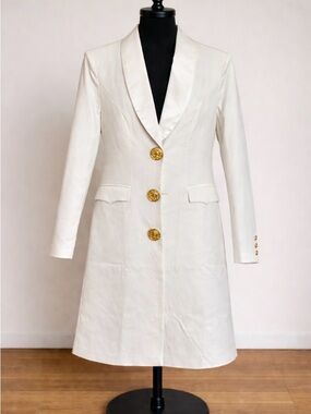 Aveloria blazer mini dress featuring long sleeves & decorative gold buttons S